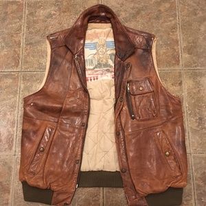 Leather aviator vest